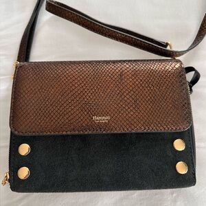 Hammitt Los Angeles Black Suede Leather Snakeskin Embossed crossbody. New